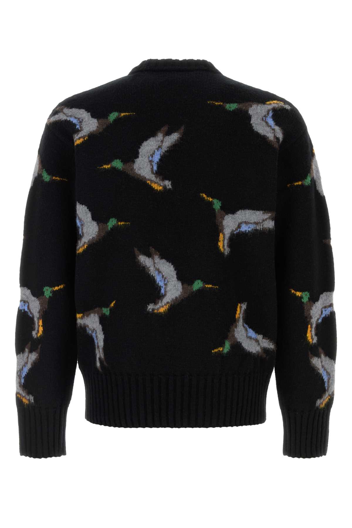 Shop Burberry Embroidered Wool Sweater In Black