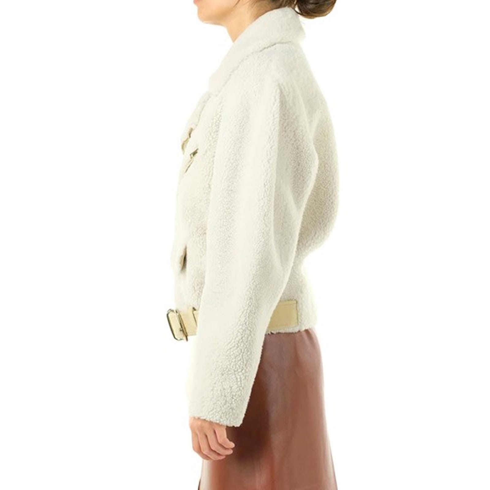 Shop Chloé Faux Fur Jacket In Beige