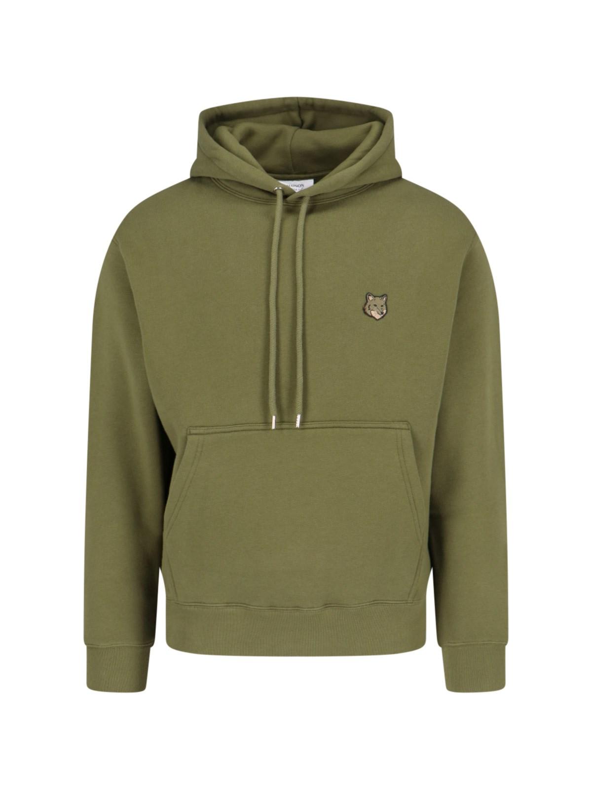 Shop Maison Kitsuné Bold Fox Head Hoodie In Green