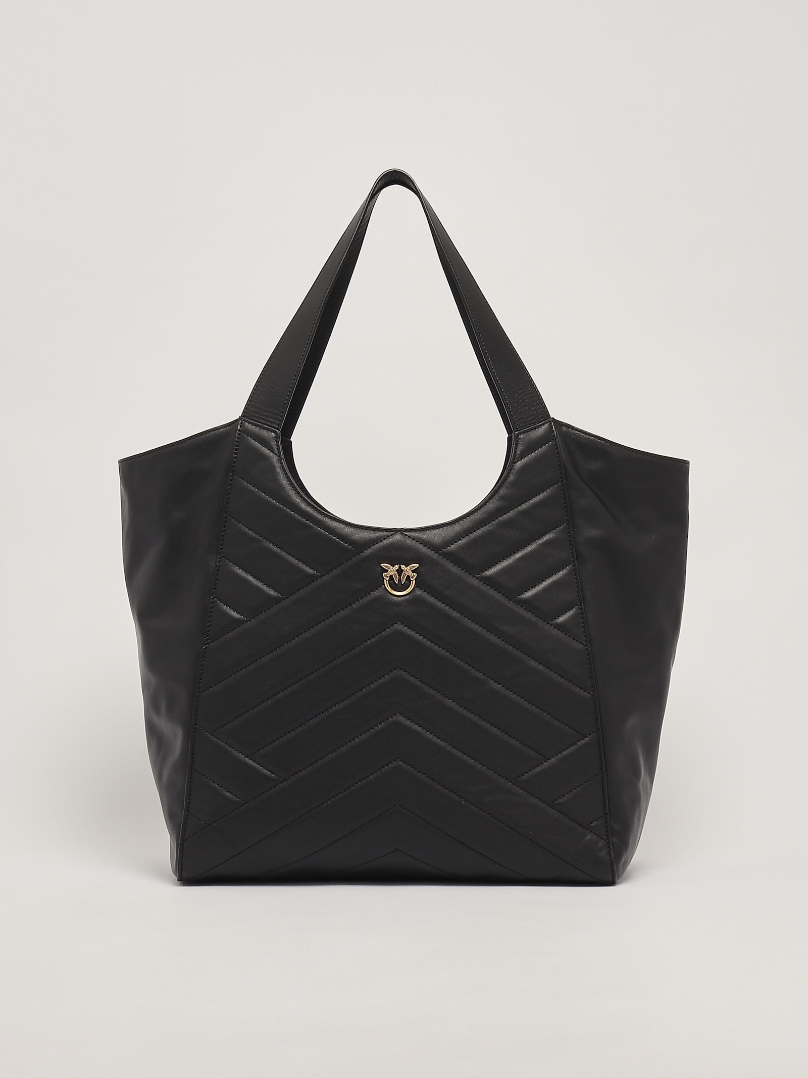 Shop Pinko Leather Tote In Nero