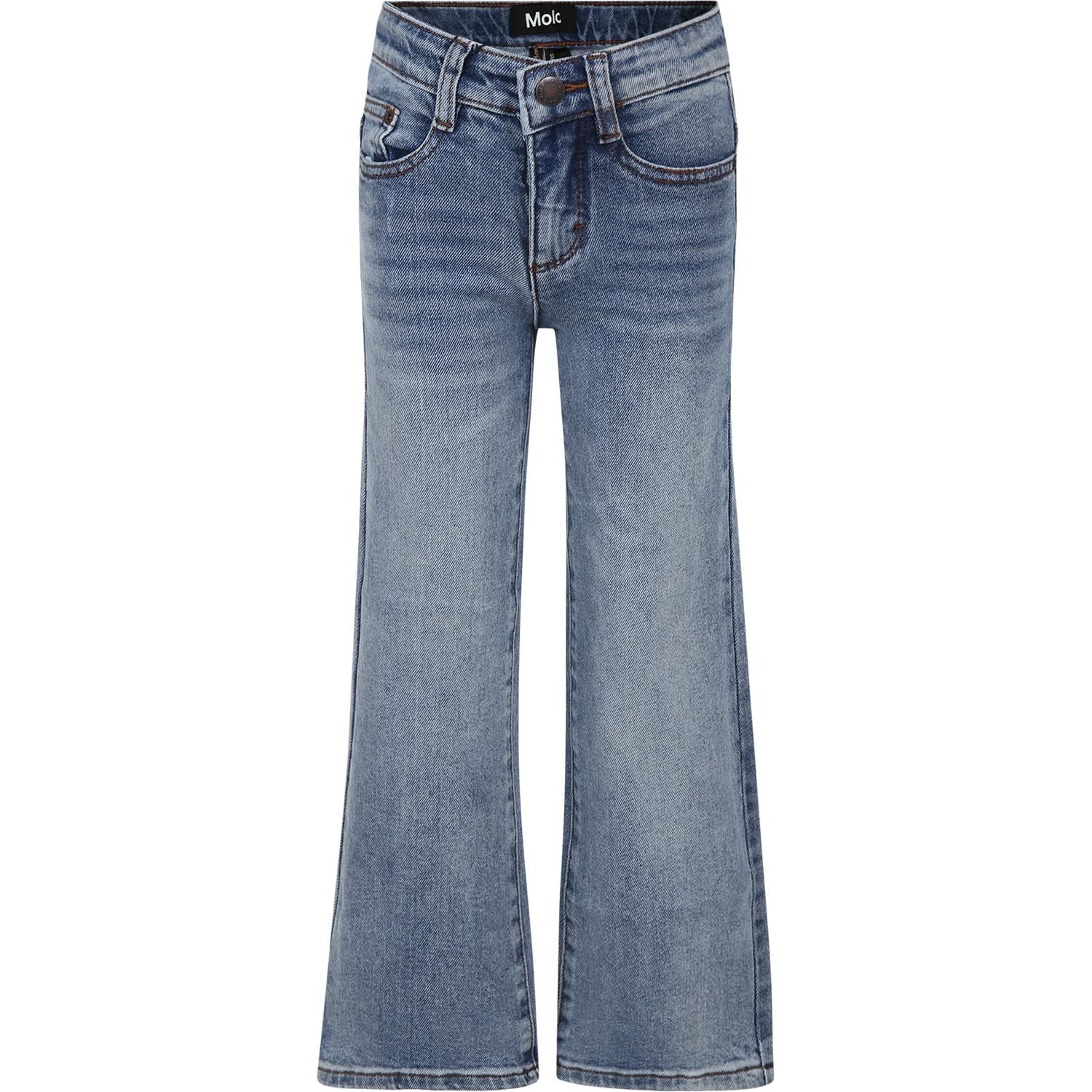 Molo Kids' Blue Jeans For Girl With Logo In Denim