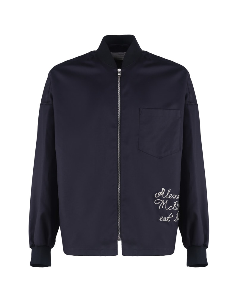 Shop Alexander Mcqueen Bomber Jacket With Embroidery