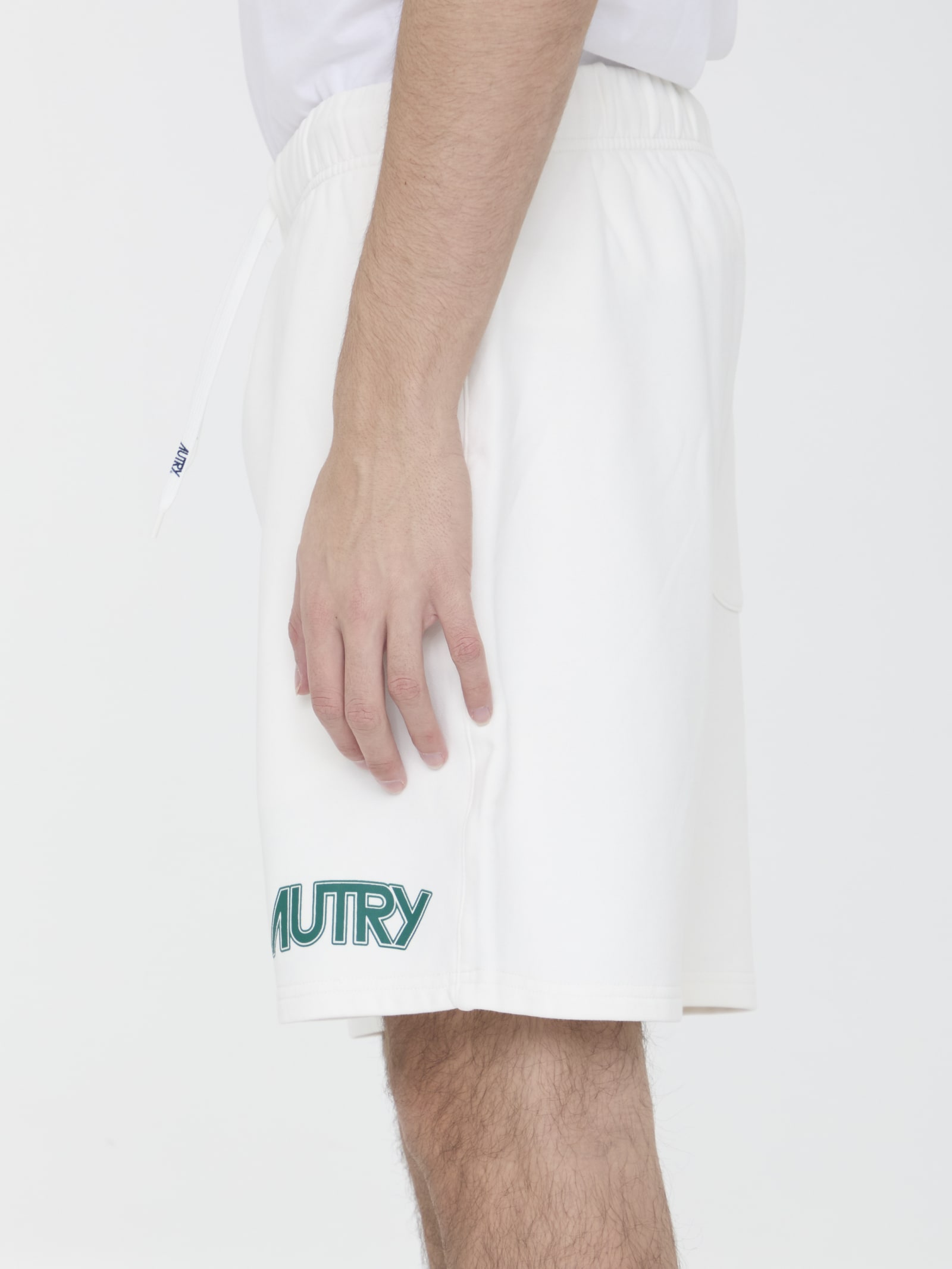 Shop Autry Logo Bermuda Shorts In White
