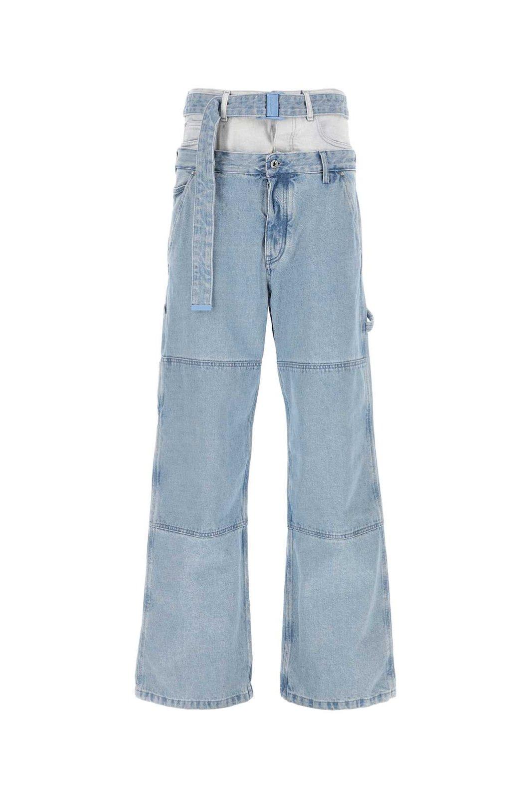 Logo Patch Belted Wide Leg Jeans
