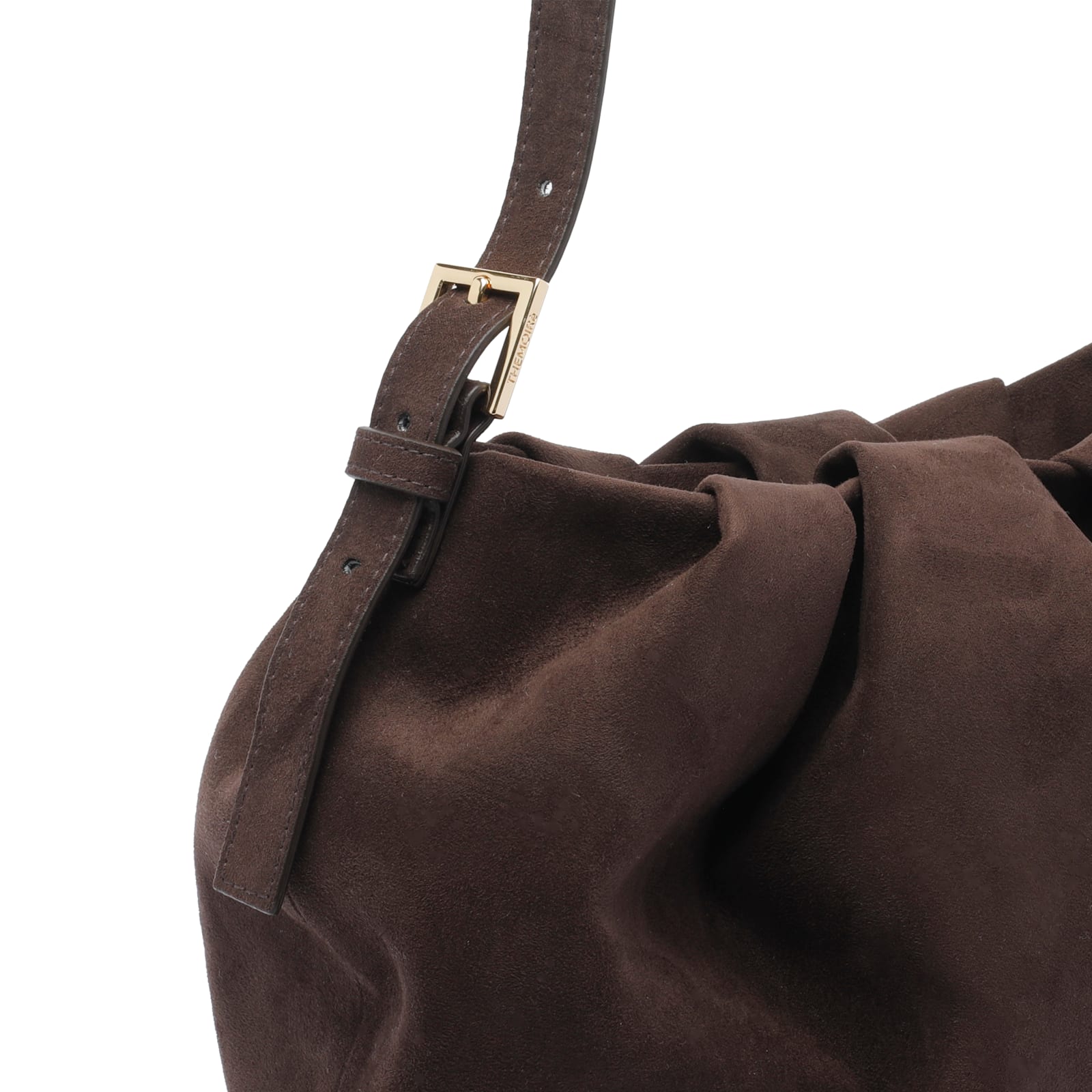 Themoirè Pleated Suede Shoulder Bag Strap In Brown