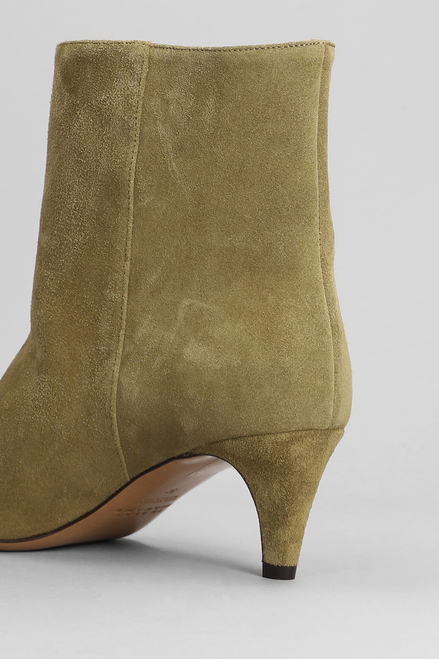 Shop Isabel Marant Daxi Low Heels Ankle Boots In Taupe Suede