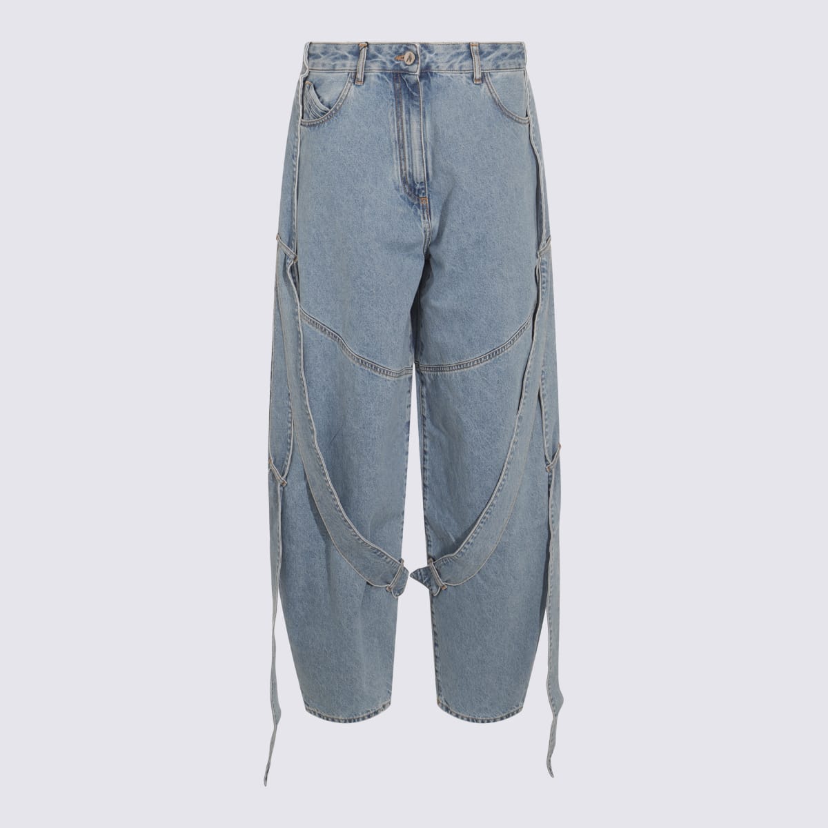 Attico The  Light Blue Denim Long Pants In Blue