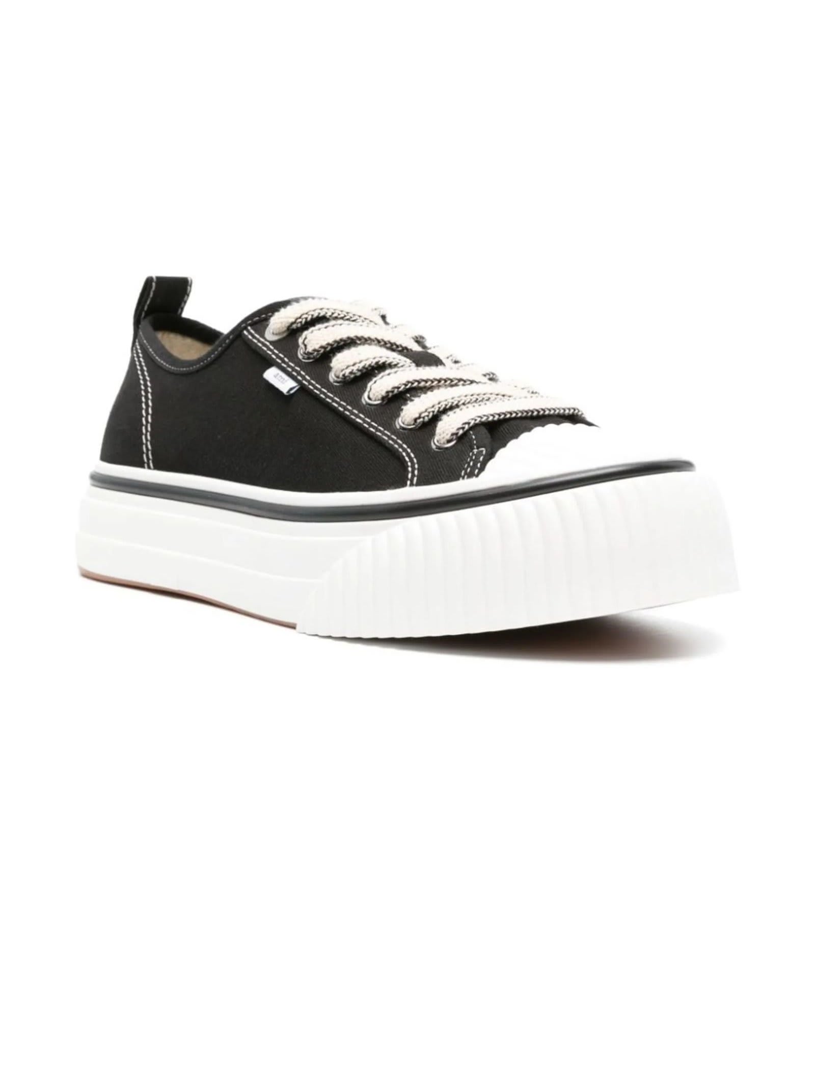 Shop Ami Alexandre Mattiussi Sn1980 Canvas Sneakers In Black