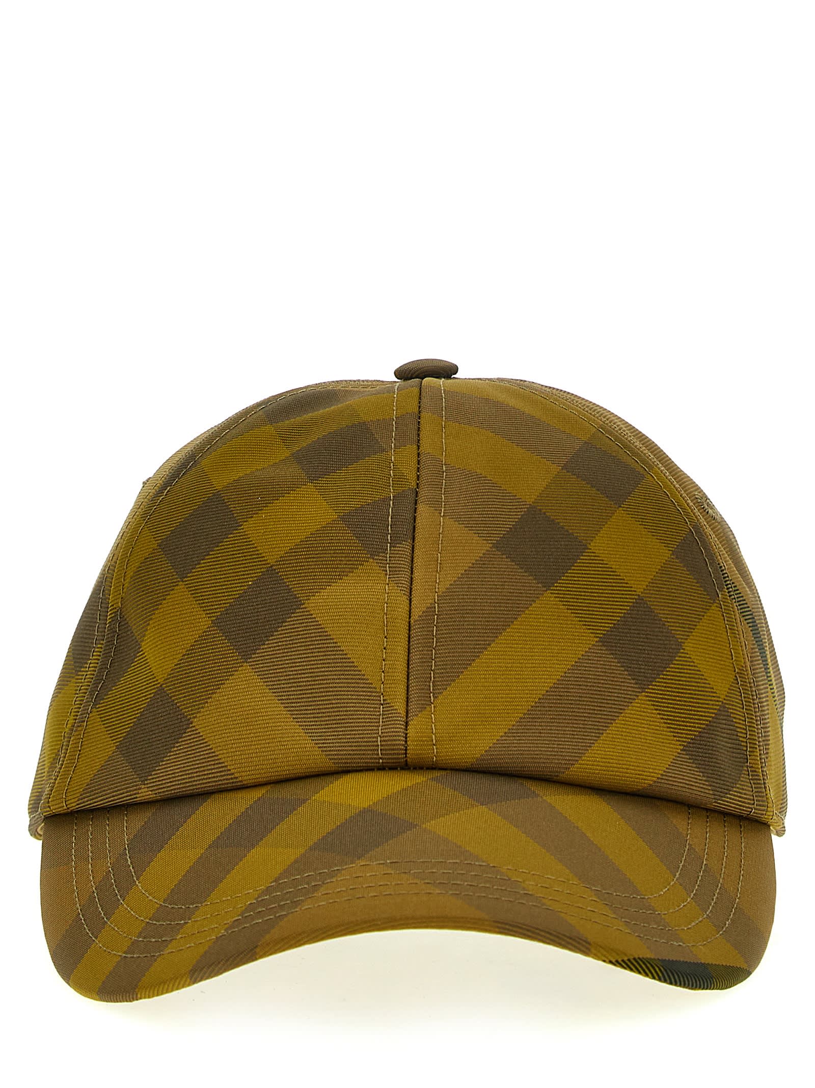 Burberry Check Cap In Yellow