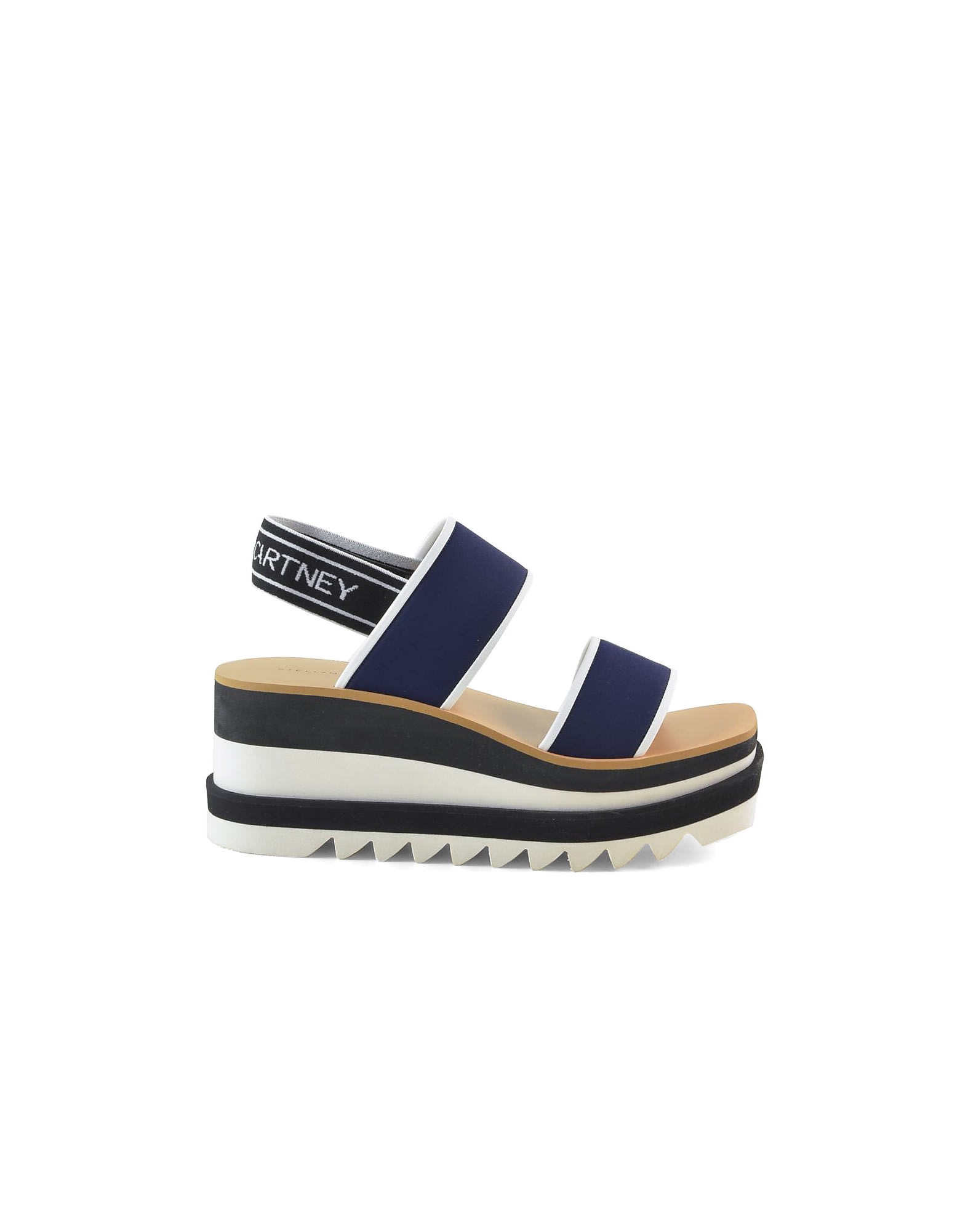 Buy Stella Mccartney Blue & White Striped Wedge Sandals online, shop Stella McCartney shoes with free shipping