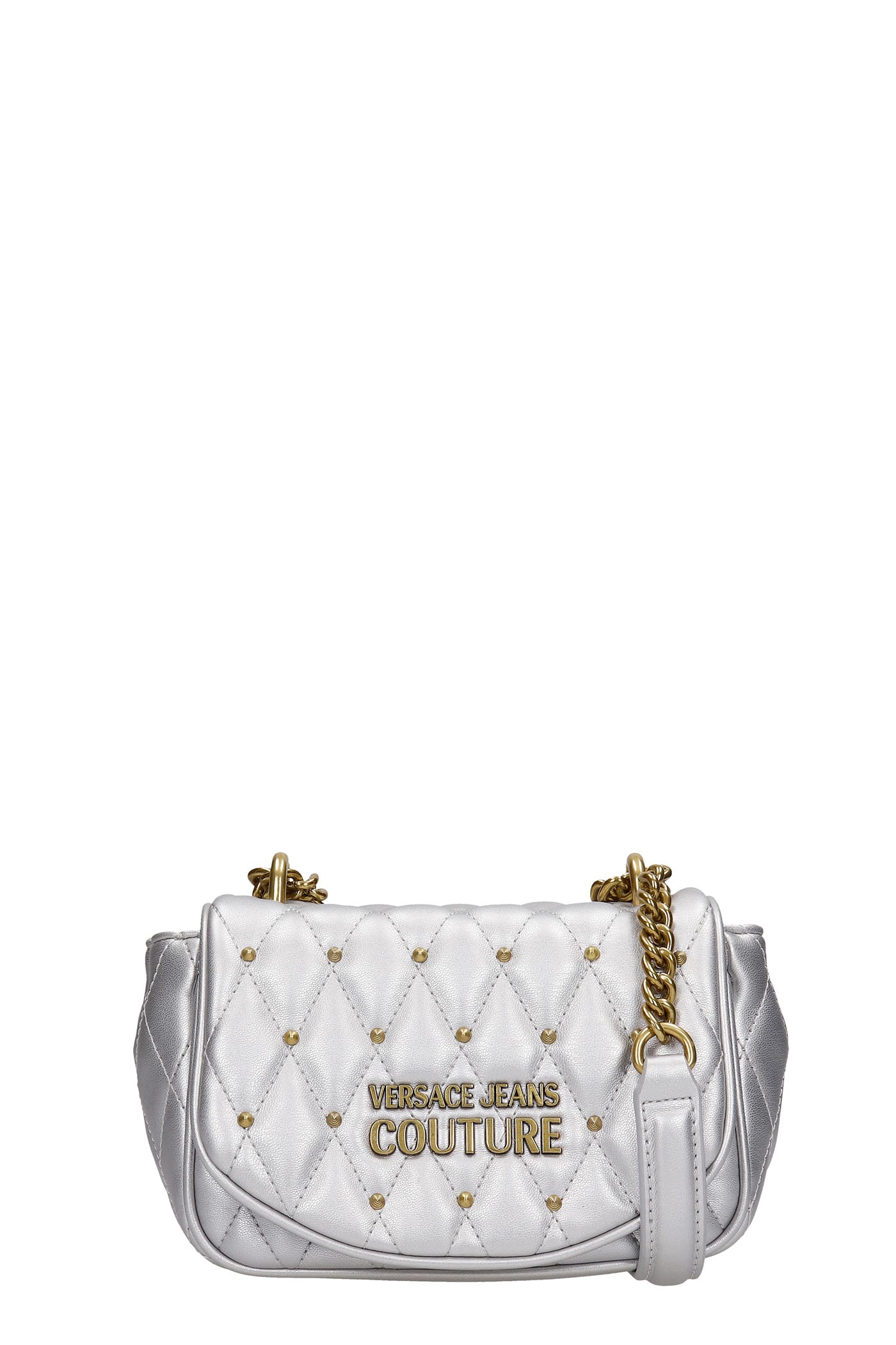 Versace Jeans Couture Shoulder Bag In Silver Faux Leather