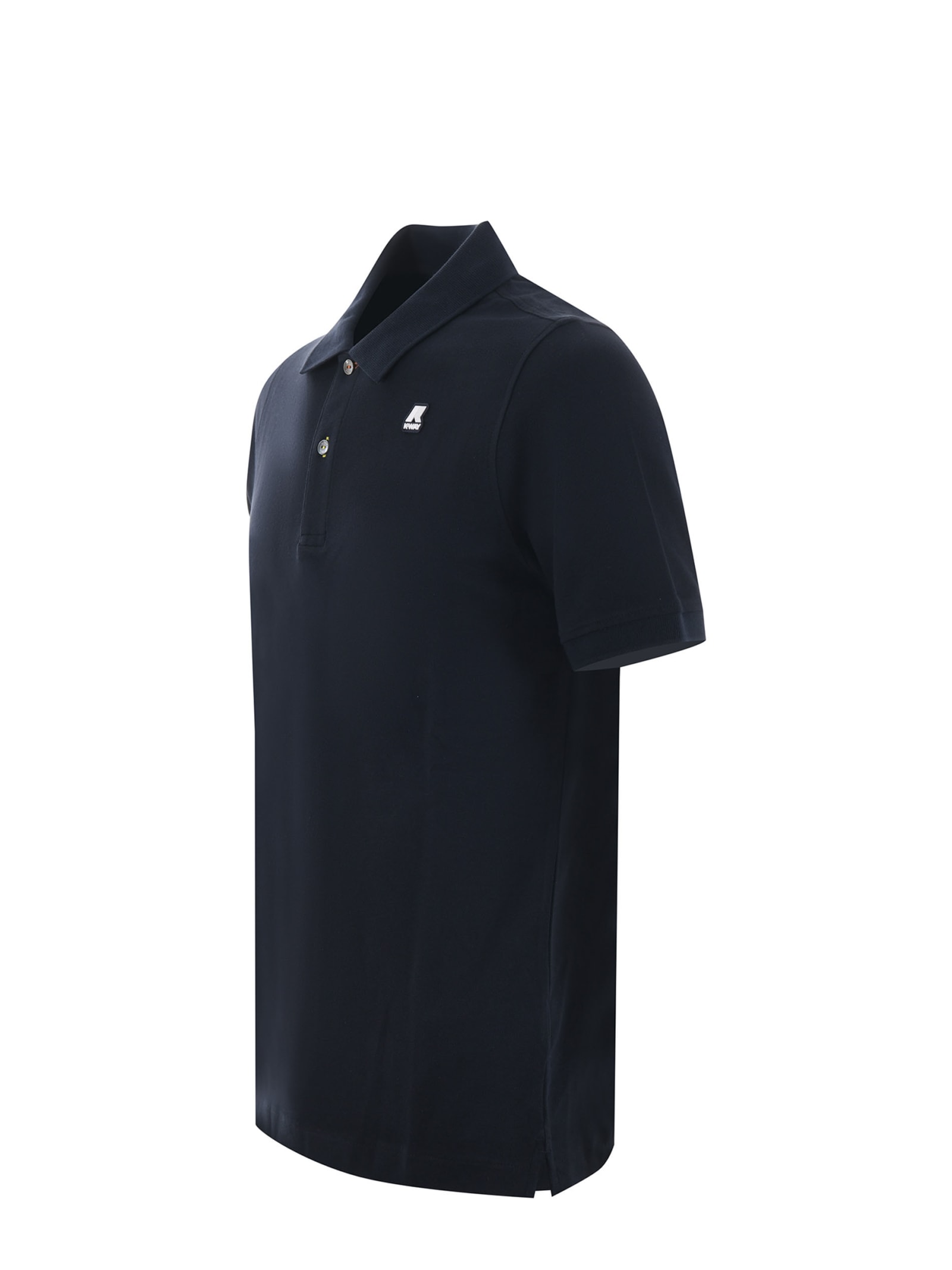 Shop K-way Polo Shirt In Blu Scuro