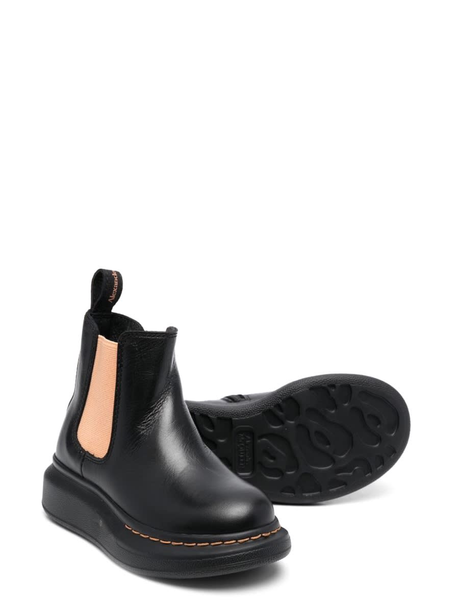 Shop Alexander Mcqueen Ankle Boot With Contrasting Elastic On The Side In Black
