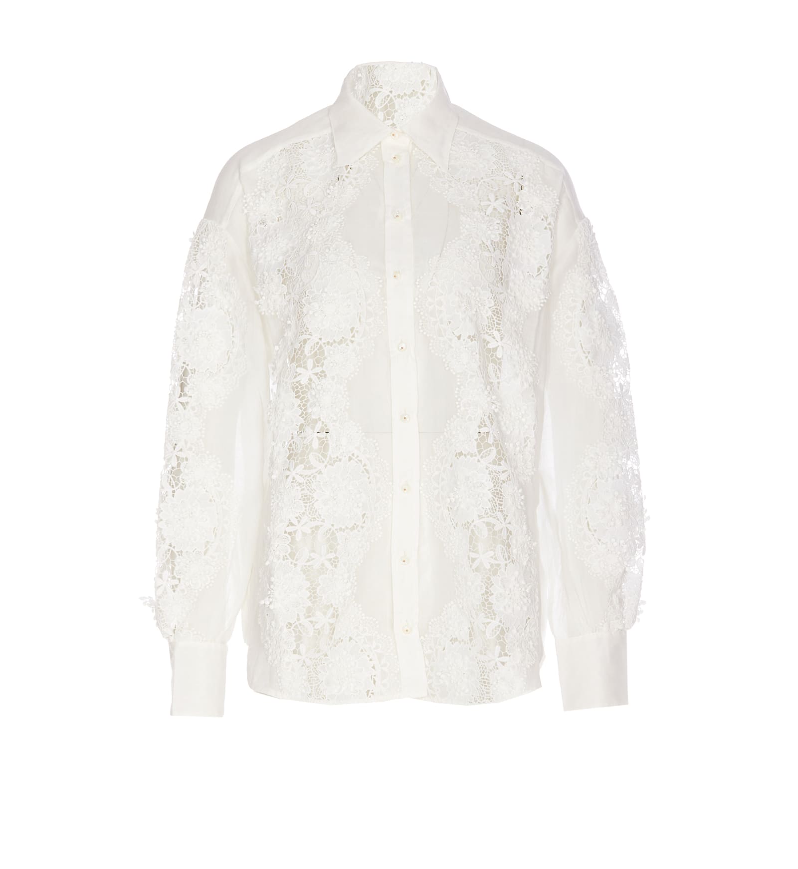 Shop Zimmermann Halliday Lace Shirt In White