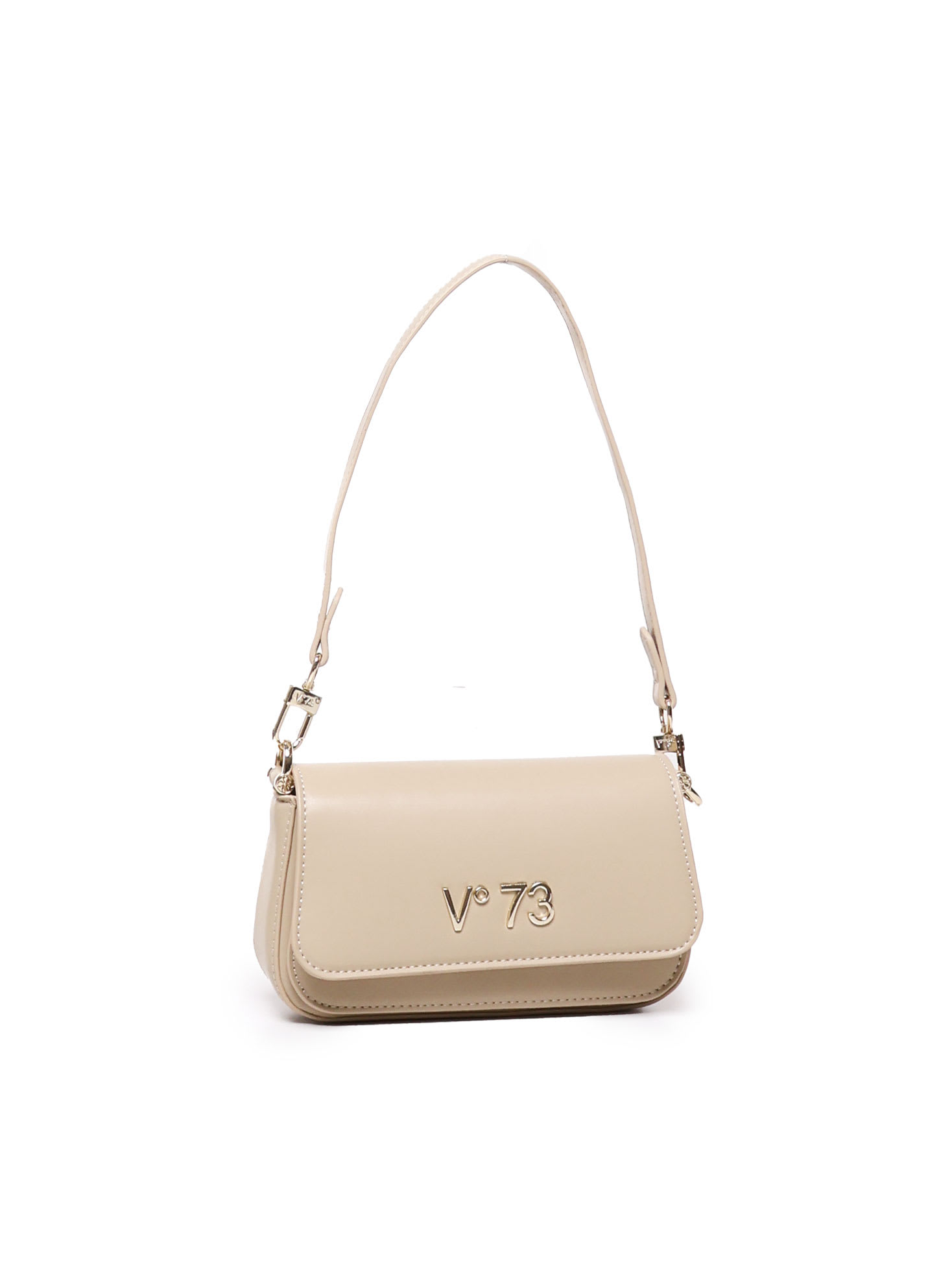 Shop V73 Bamboo Shoulder Bag In Eco-leather In Beige