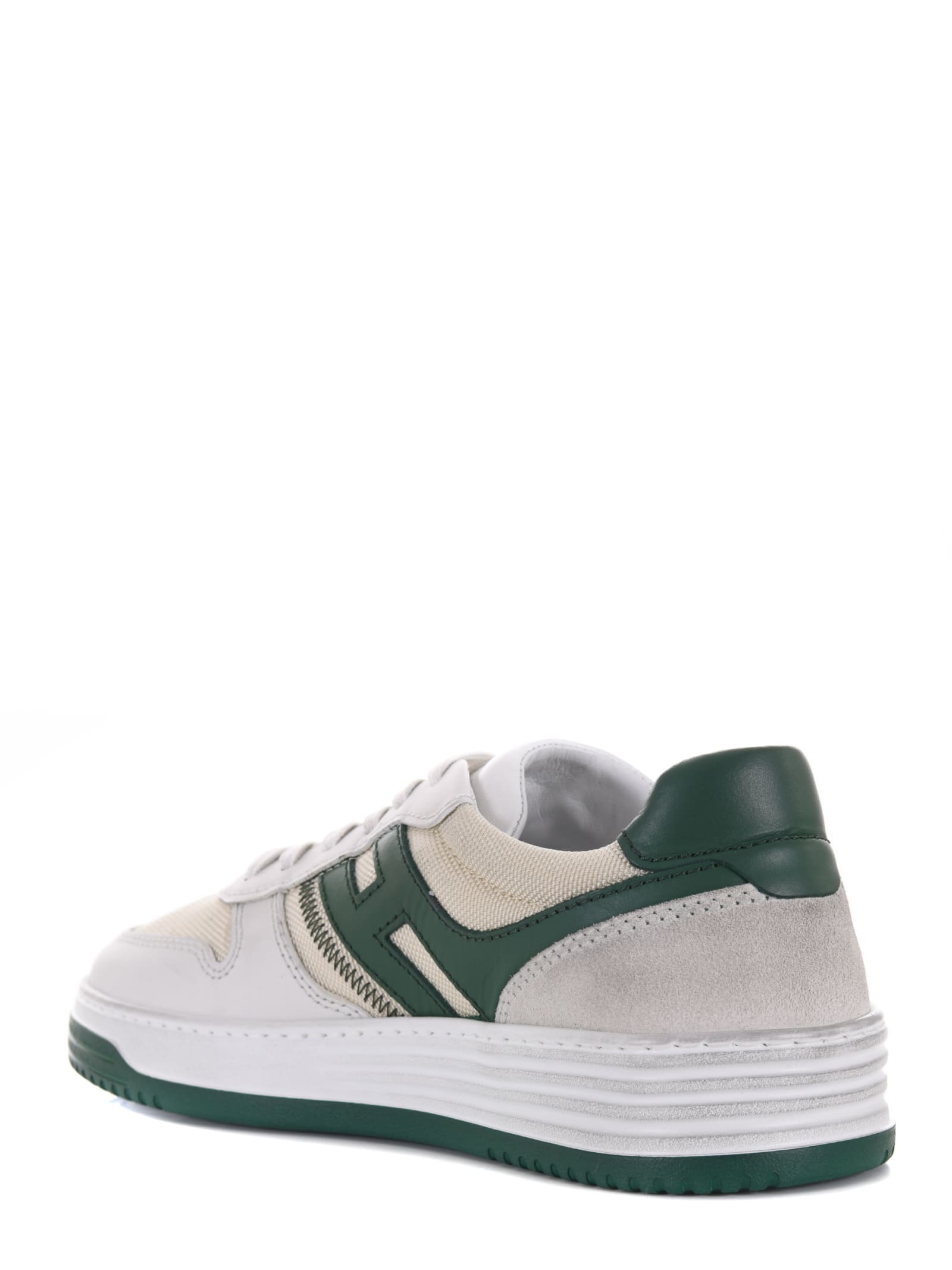 Shop Hogan H630 Sneakers In Ecrù/verde