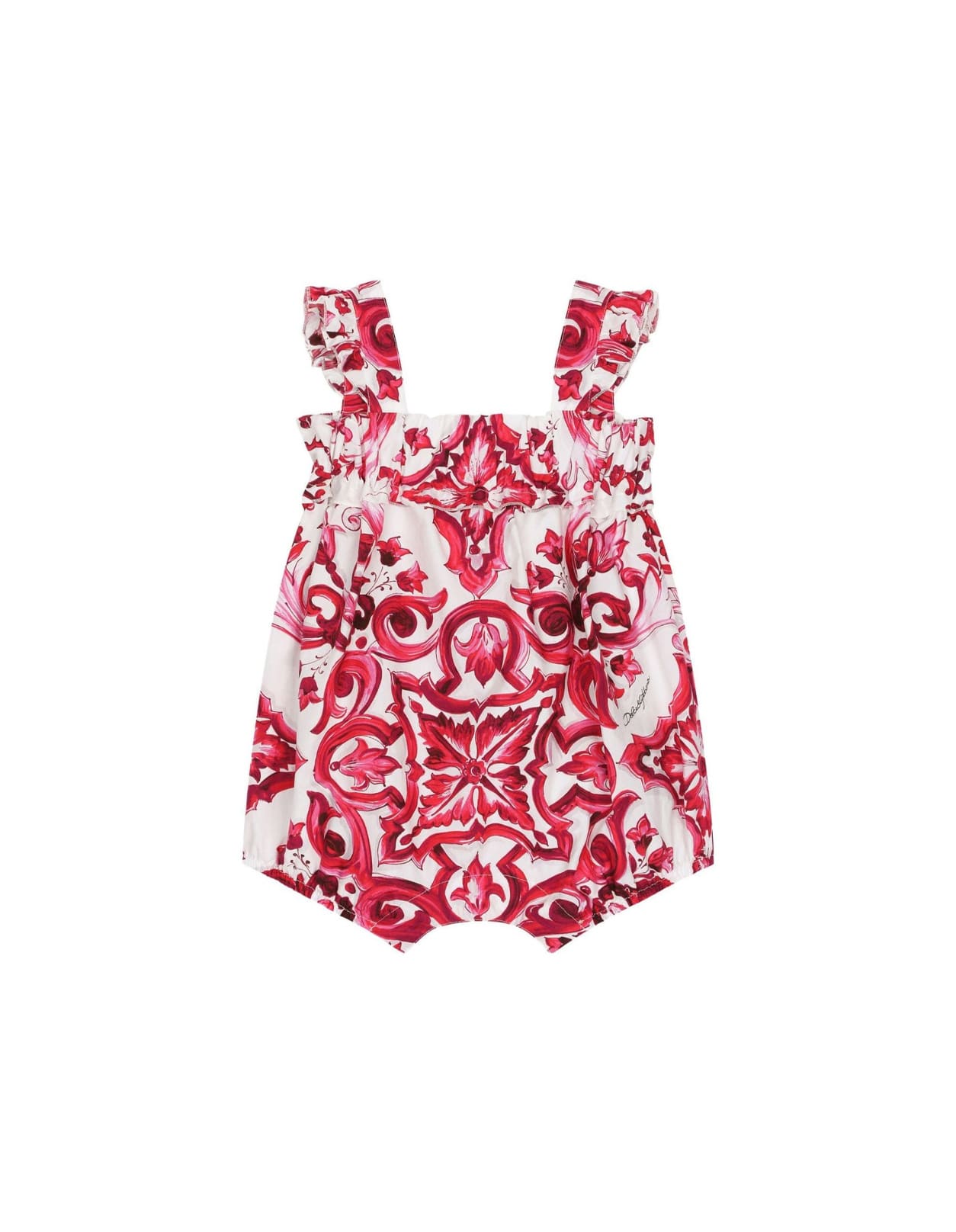 Dolce & Gabbana Babies' Romper With Fuchsia Majolica Print In Pink