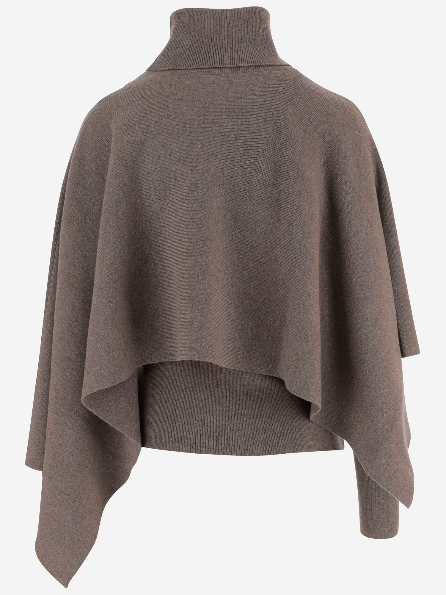 Magda Butrym Asymmetrical Wool Sweater With High Neck And Side Draping In Brown