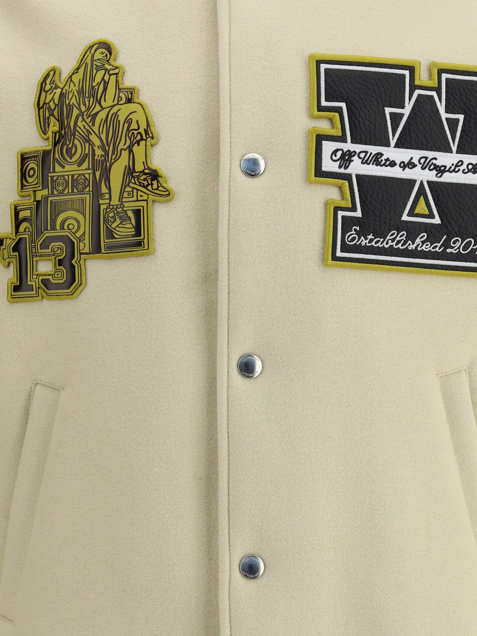 Off-white Lion Wool Varsity Jacket In Yellow