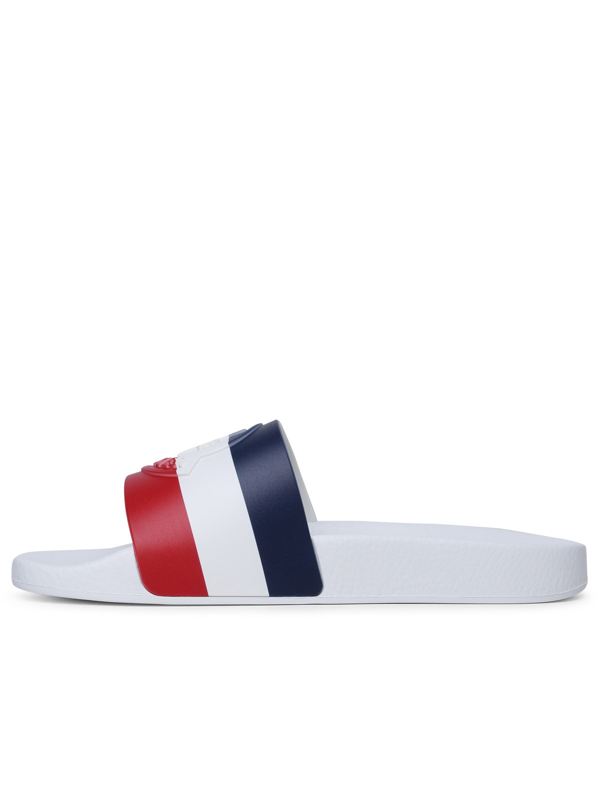 Shop Moncler Basile White Rubber Slippers