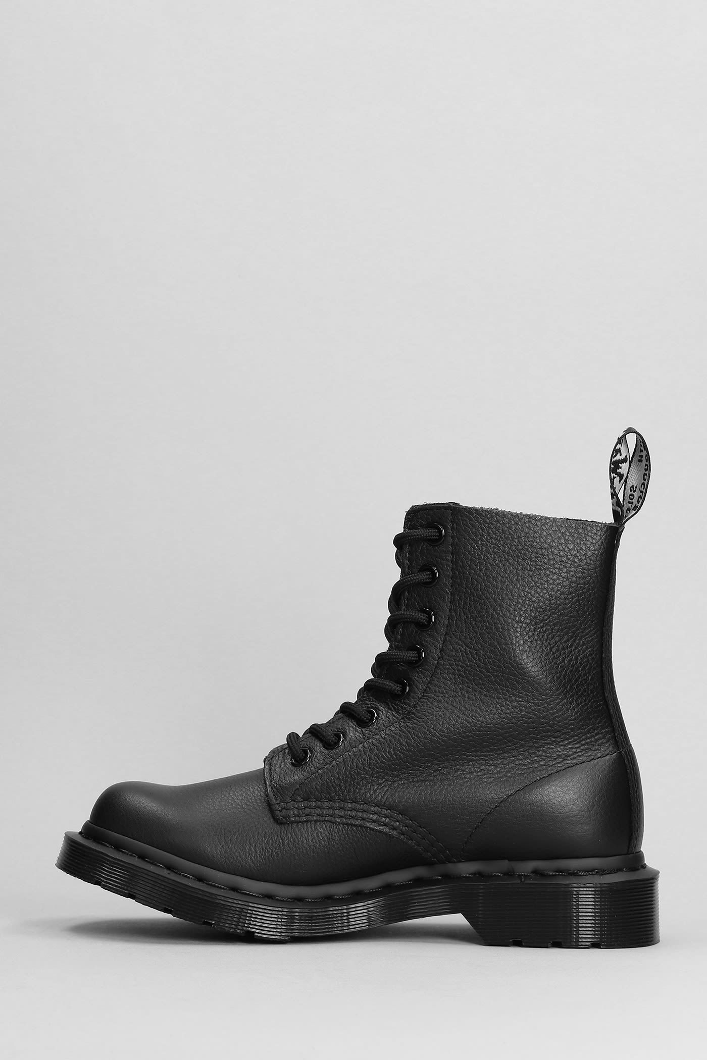 Dr. Martens' 1460 Mono Combat Boots In Black Leather In Black