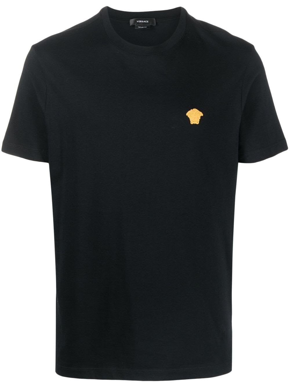 Shop Versace T-shirt Compact Cotton Jersey Fabric And Medusa Pop Embroidery In Black