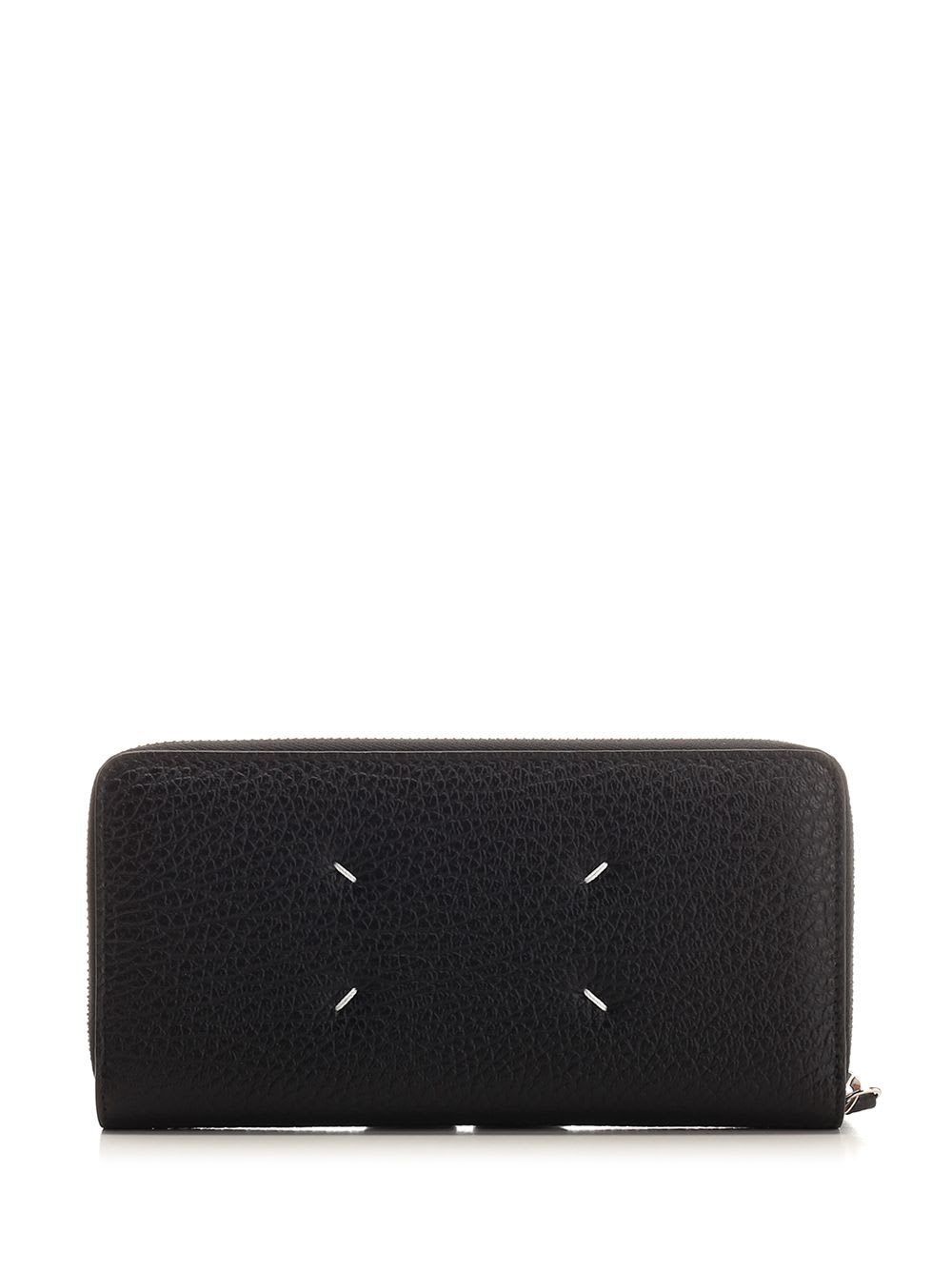 Shop Maison Margiela Four Stitches Zip Around Wallet In Black