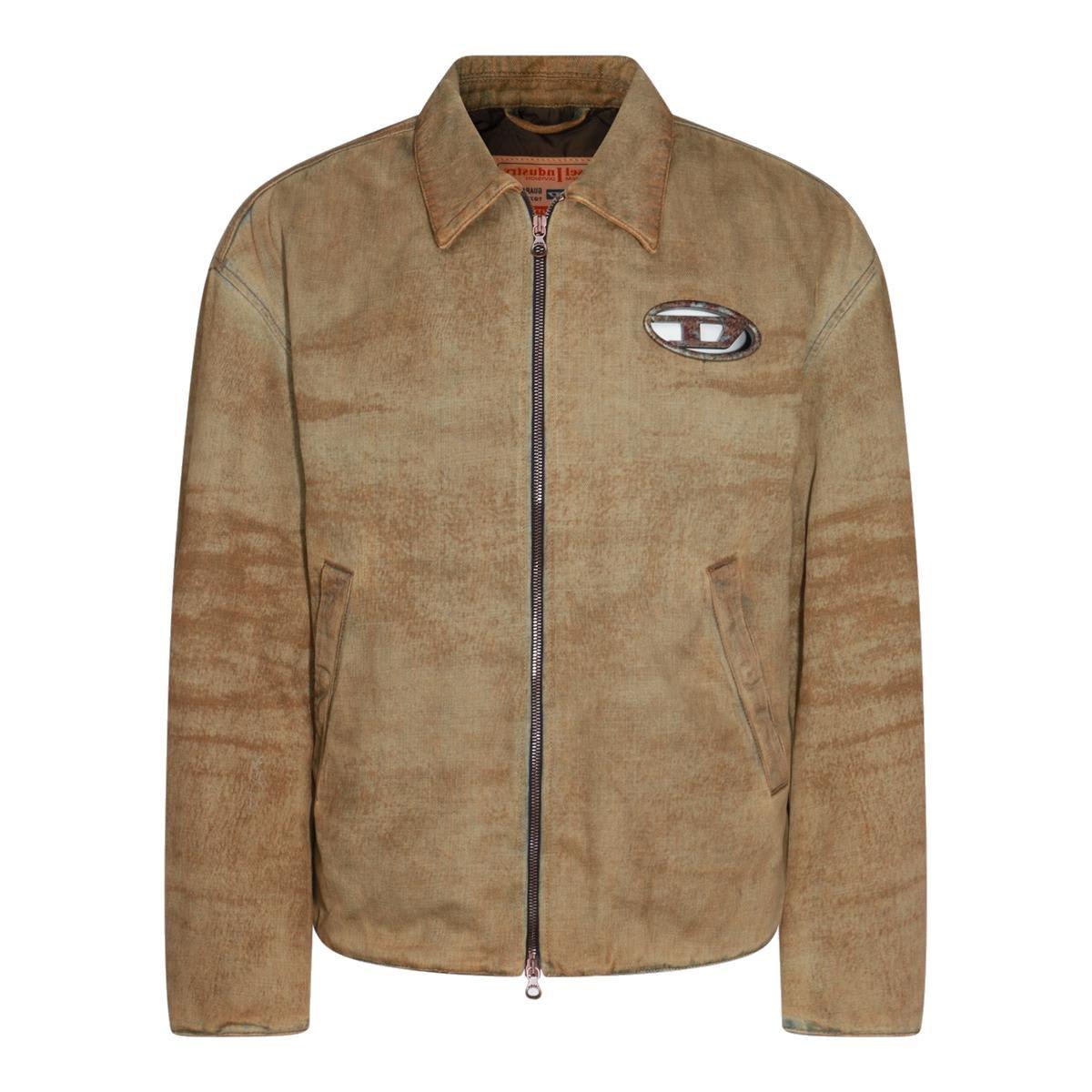 Shop Diesel D-stack Cut-out Jacket In Marrone