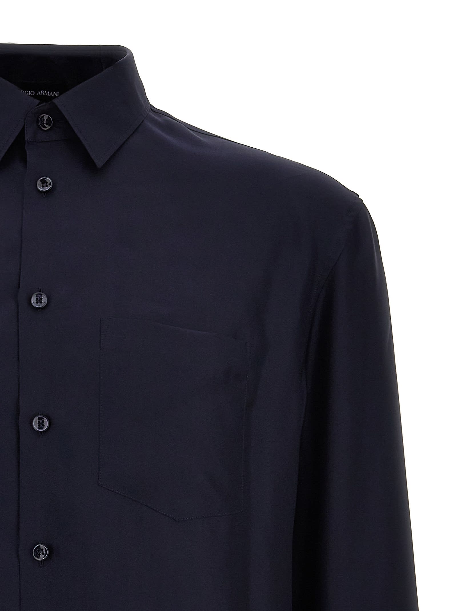 Shop Giorgio Armani Silk Shirt In Blue