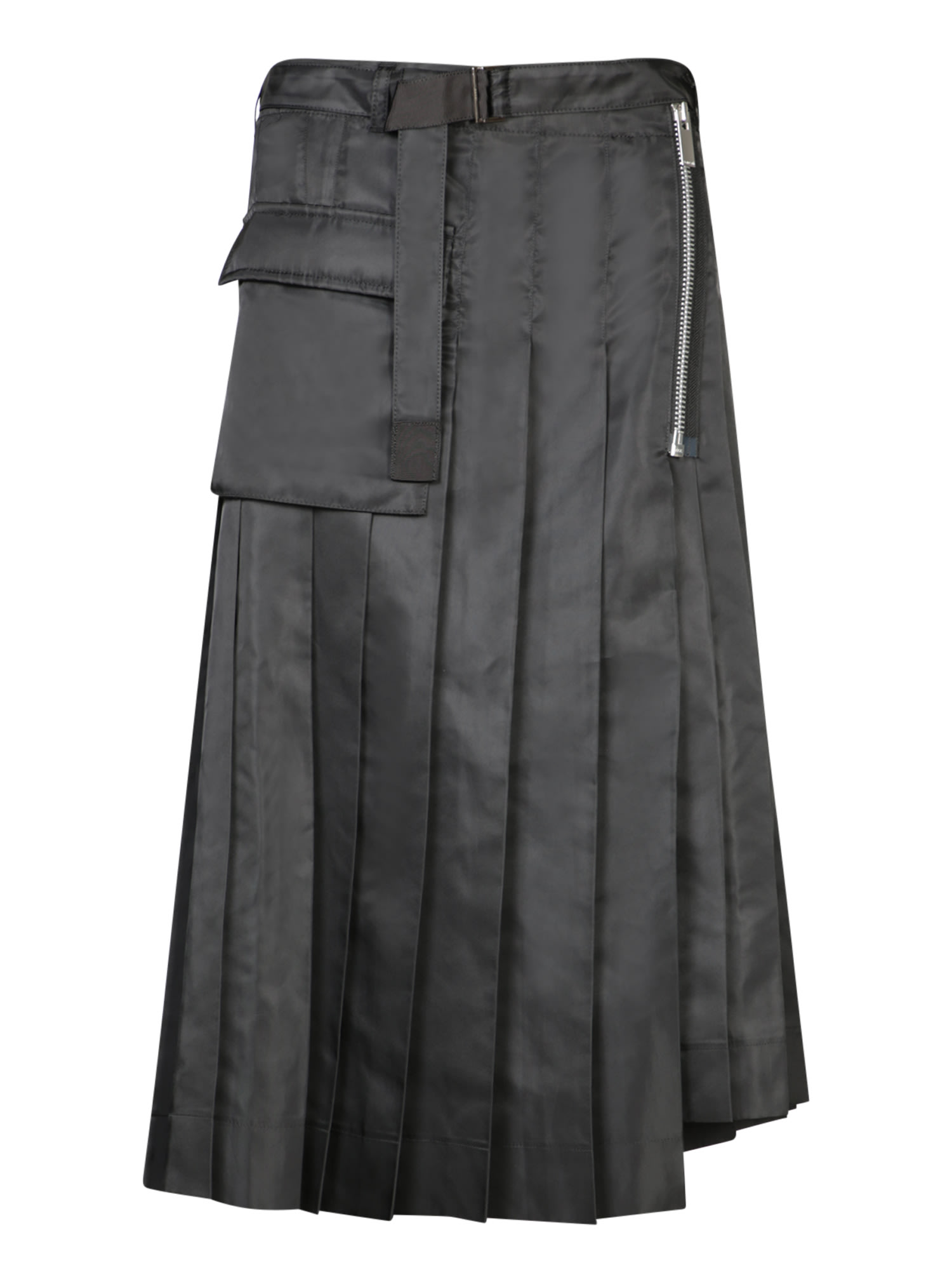 Shop Sacai Black Nylon Twill Skirt