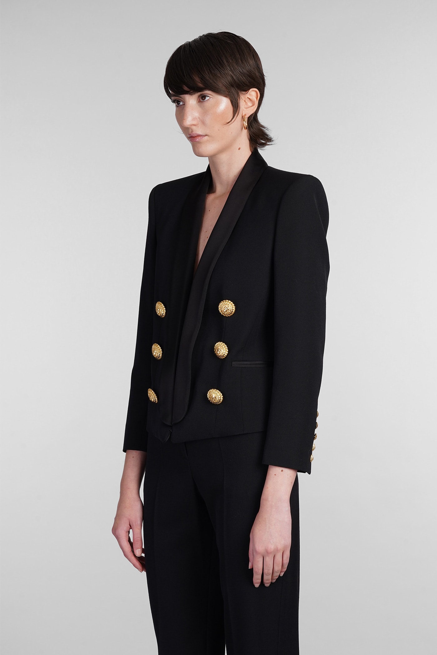 Shop Balmain Blazer In Black Wool