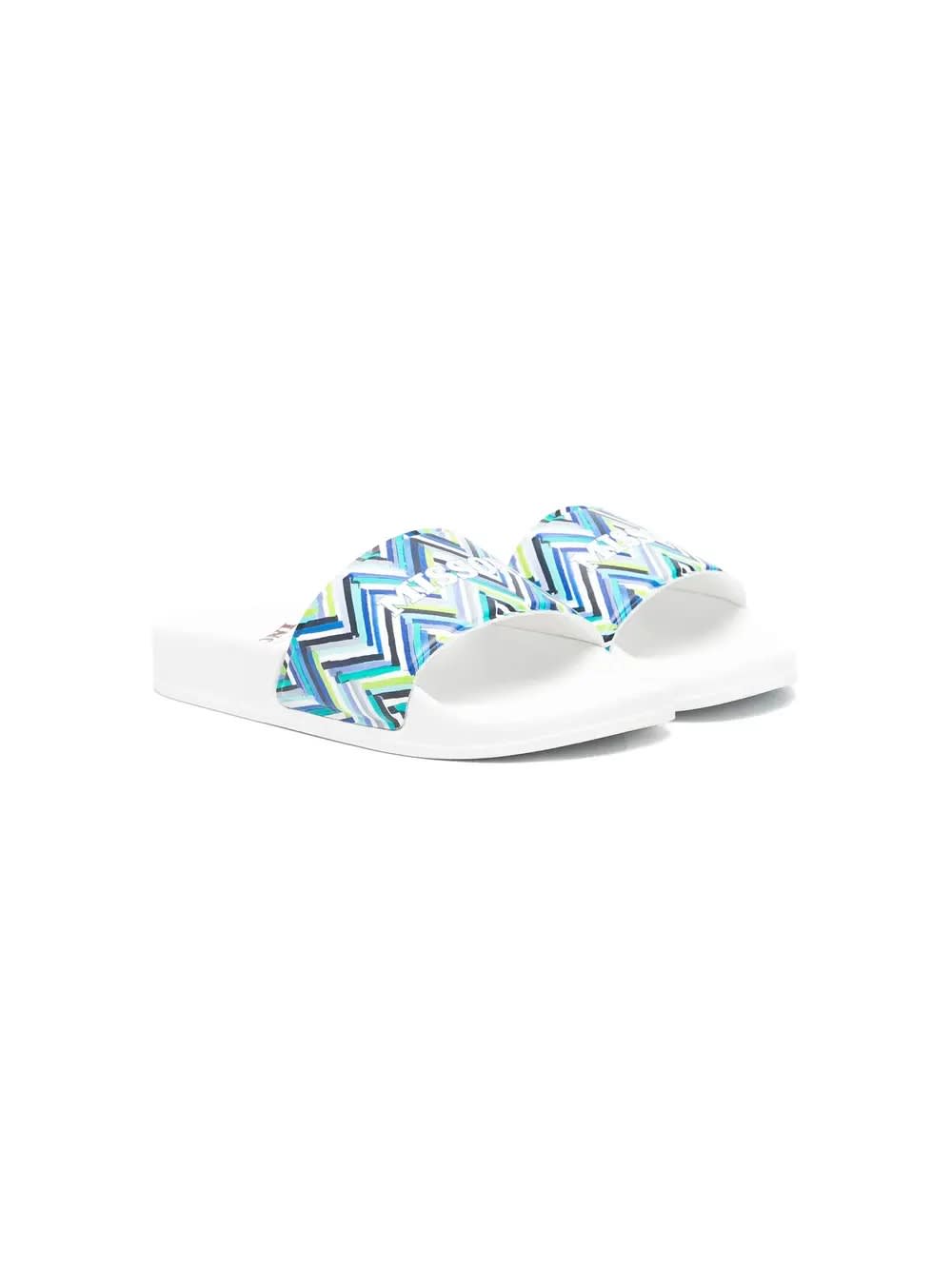 Missoni Kids' Rubber Slippers With Logo And Blue Chevron Pattern