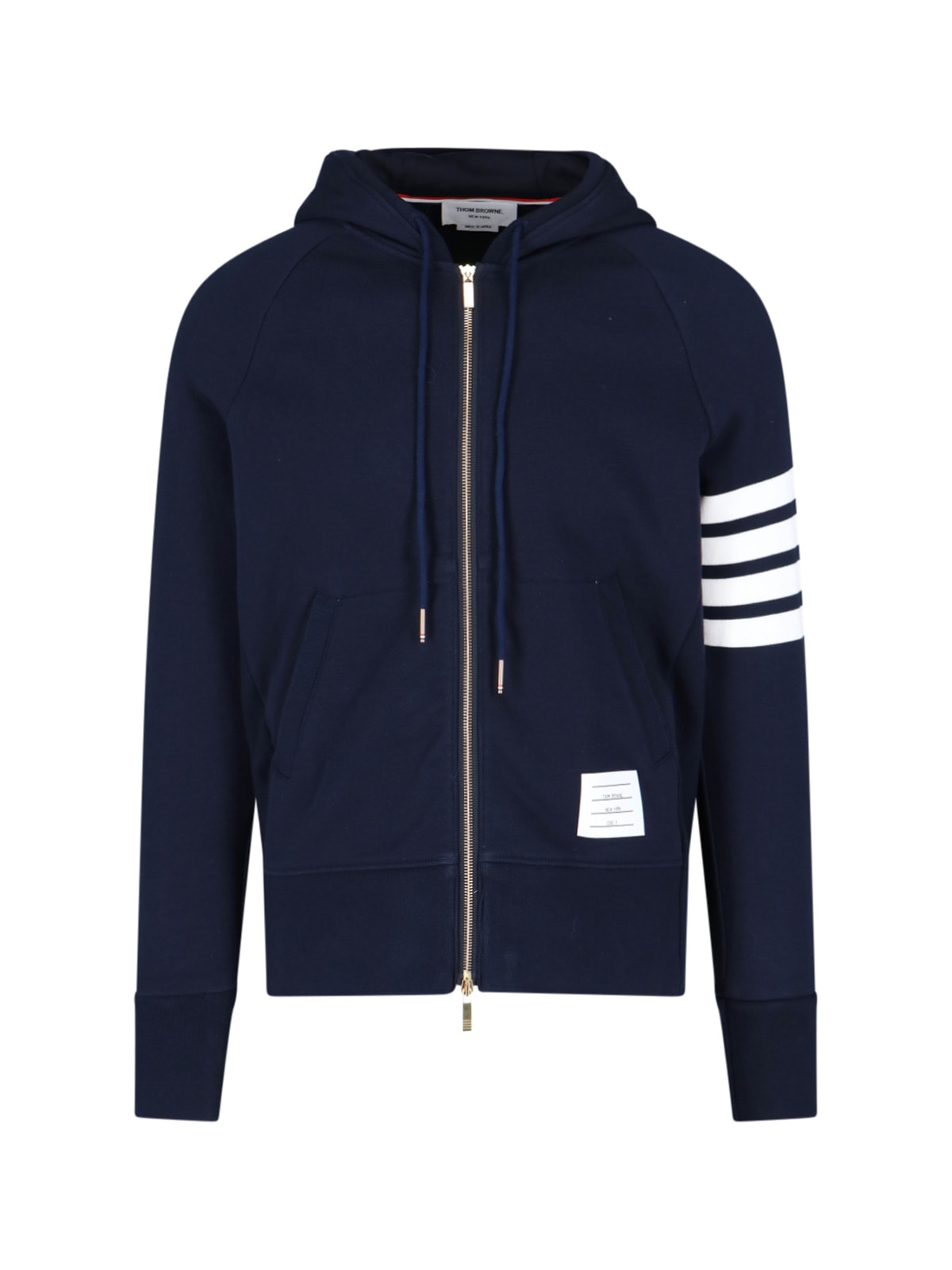 Shop Thom Browne Zipped Hoodie 4-bar In Blue