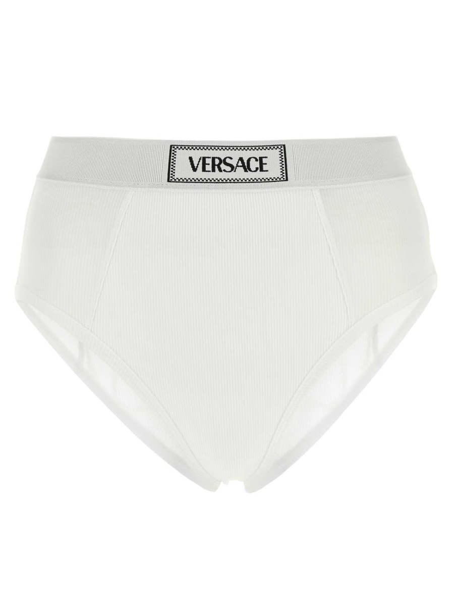 Shop Versace Cotton Slip In White (white)