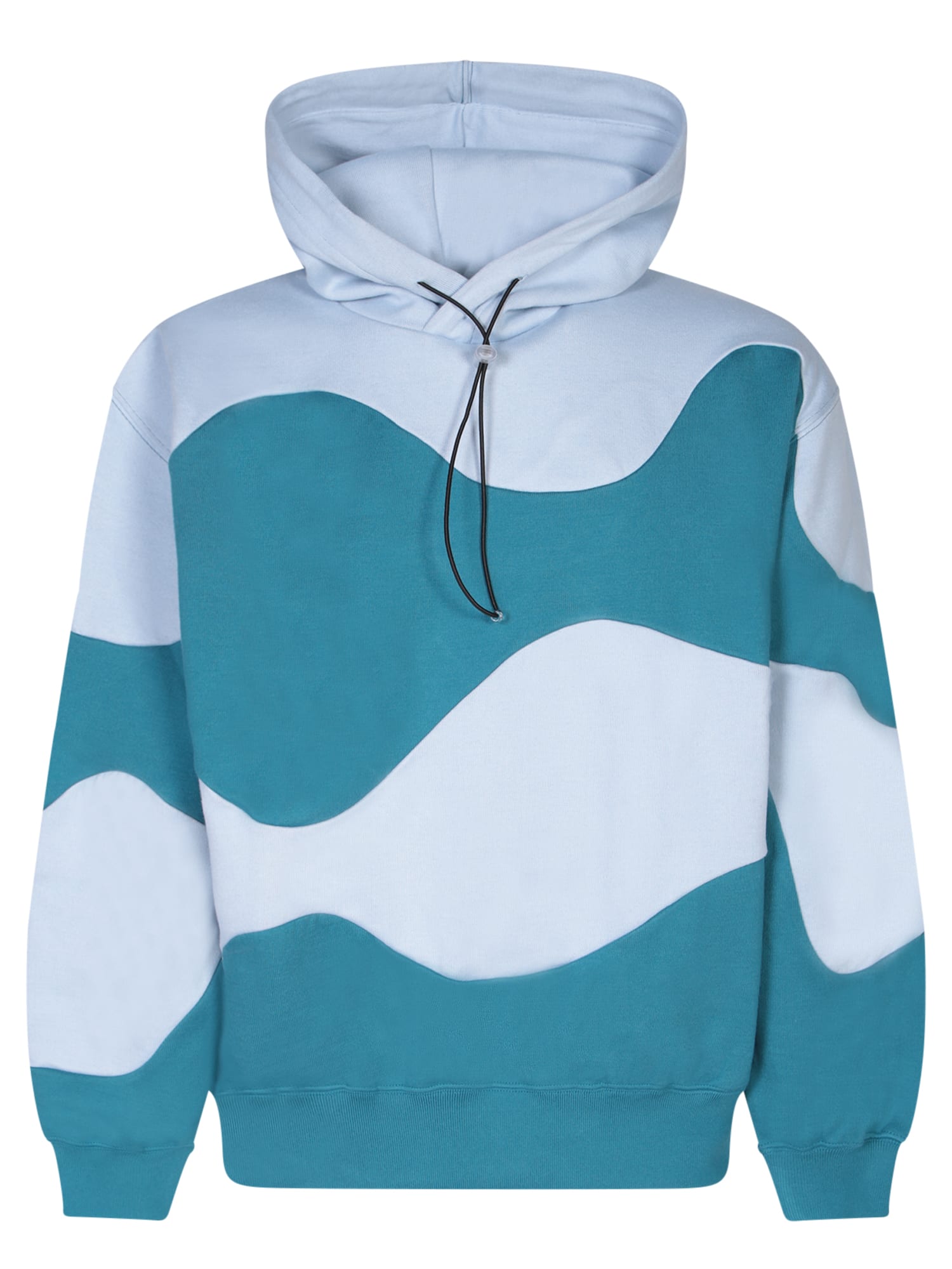 Intarsia Waves Light Blue Hoodie