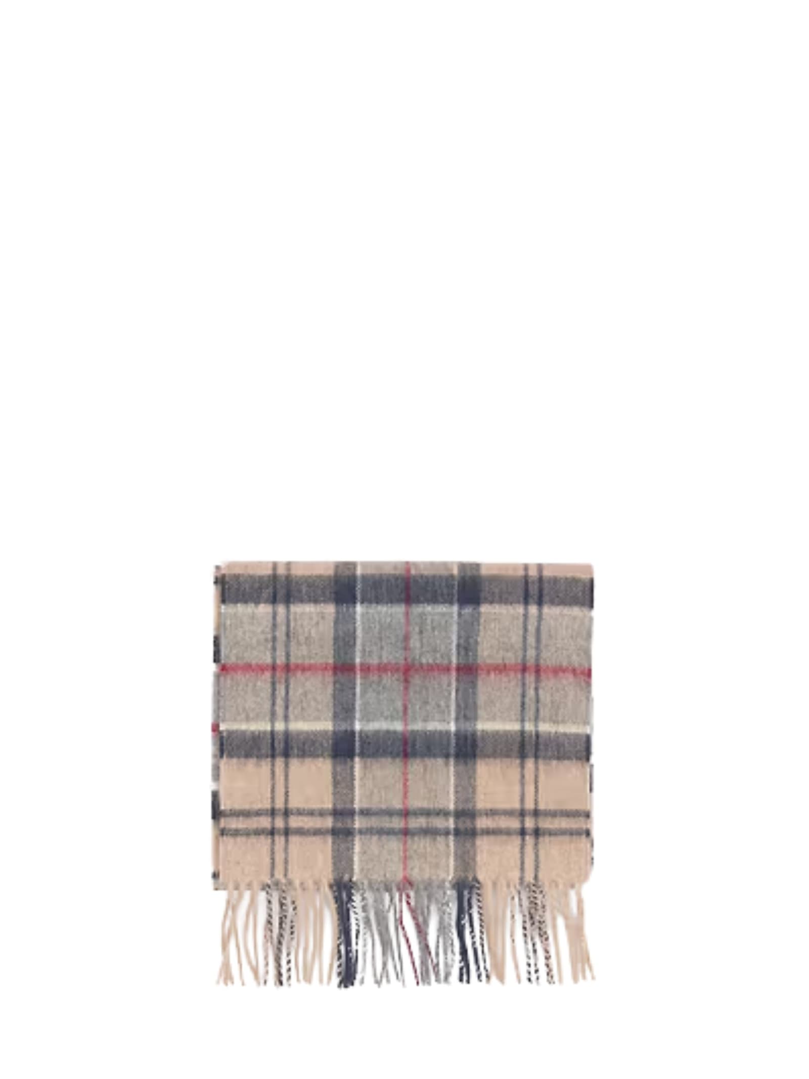 Barbour Tartan Cashmere Wool Scarf In Gray