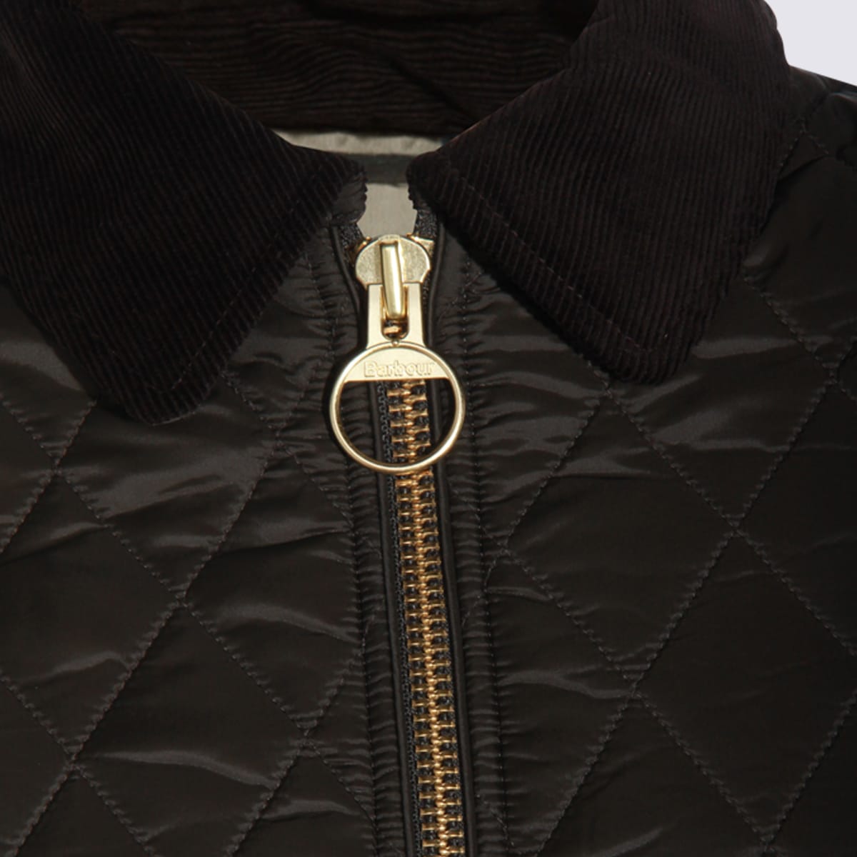 Barbour Diamond-quilted Zip-front Coat In Gray