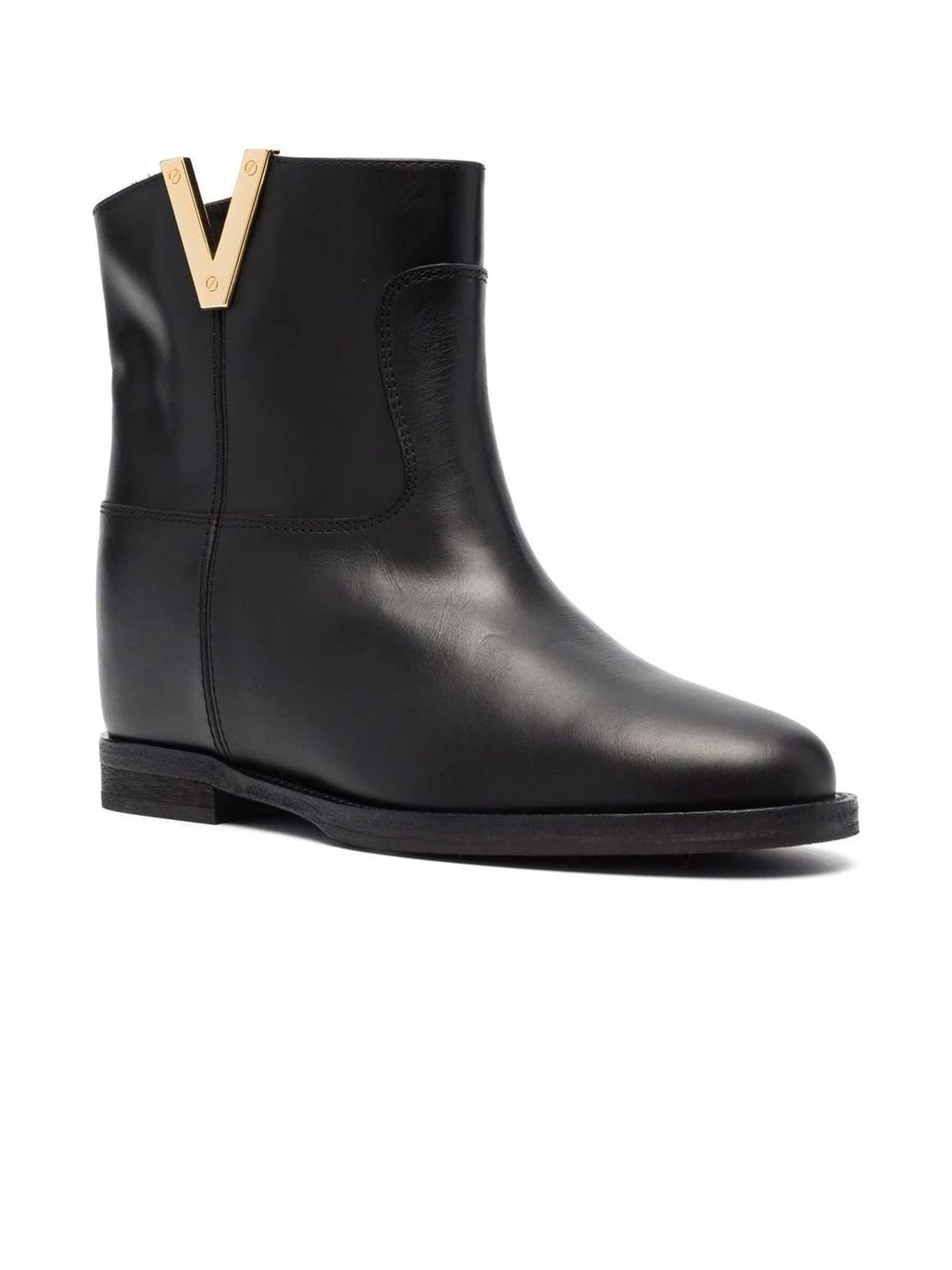 Shop Via Roma 15 Black Calf Leather Ankle Boots