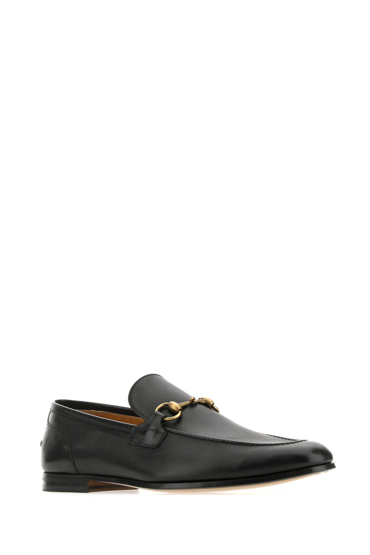 Shop Gucci Black Leather Loafers In 1000