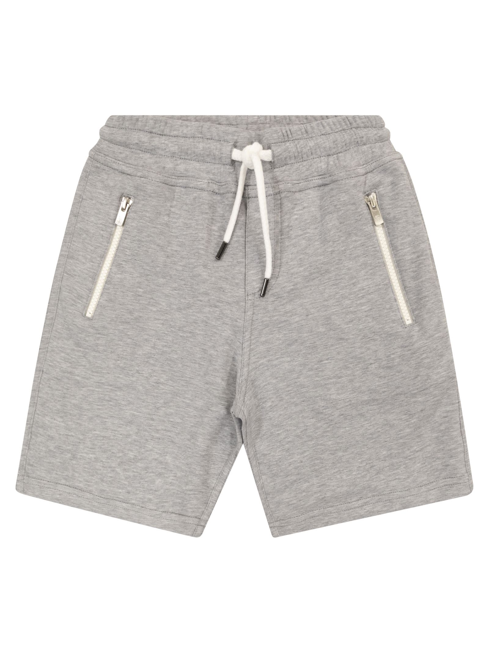 Brunello Cucinelli Kids' Bermuda Shorts In Techno Cotton Fleece In Grey