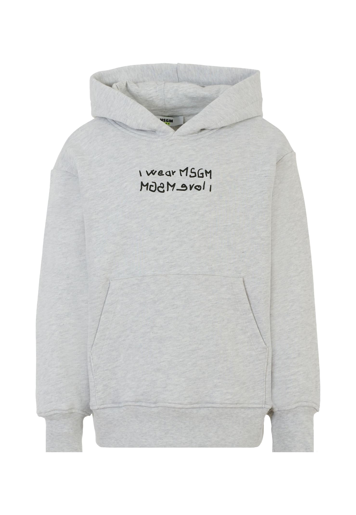 Msgm Grey Sweatshirt For Boy With Writing In Gray