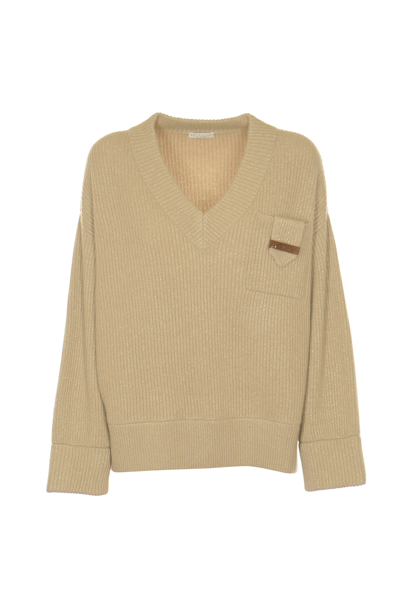 Brunello Cucinelli Patched Pocket V-neck Knit Sweater