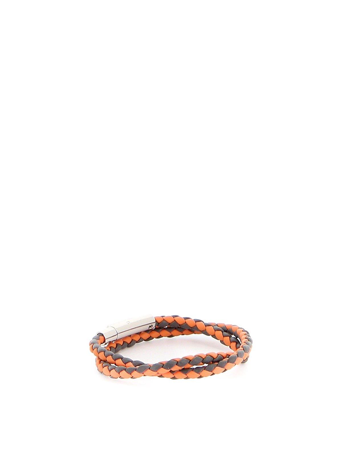 Shop Tod's Mycolors Woven Bracelet In Orange/grey
