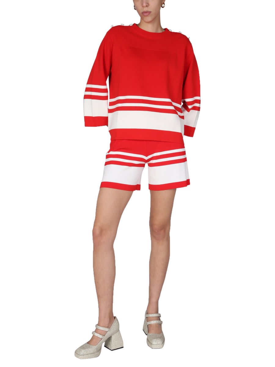 Shop Boutique Moschino Sailor Mood Shorts In Red