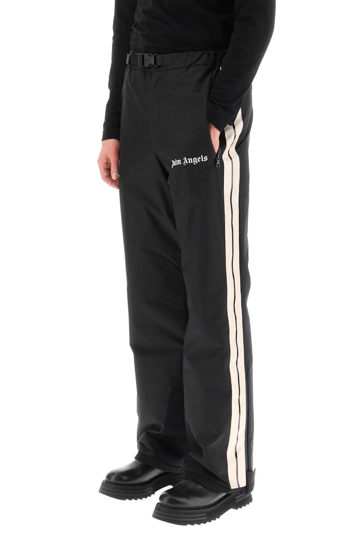 Shop Palm Angels Track Ski Pants In Black White (black)