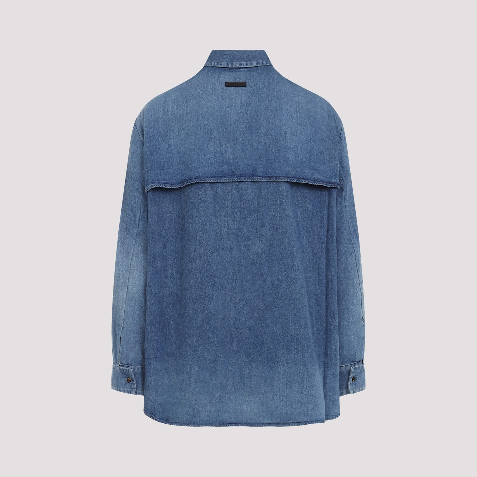 Fear Of God Long-sleeved Denim Shirt In Medium Indigo