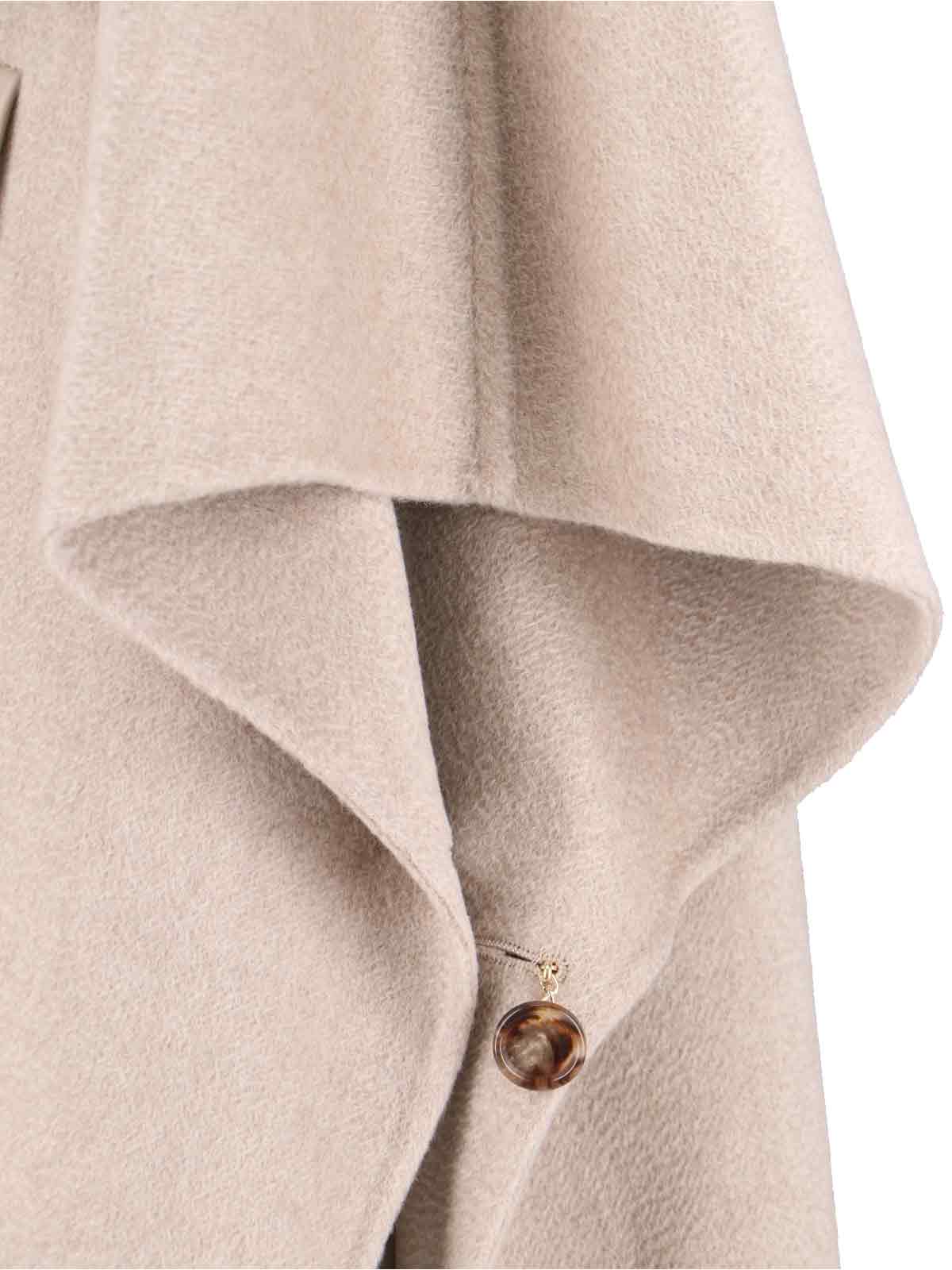 Max Mara Beige Cashmere Cape With Button Closure And Maxi Back Slit In Brown