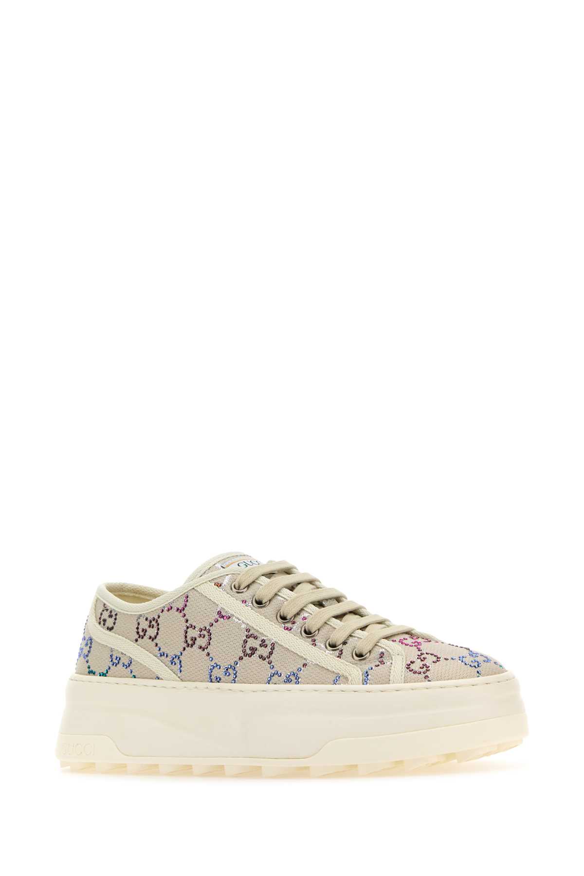 GUCCI CHALK FABRIC SNEAKERS
