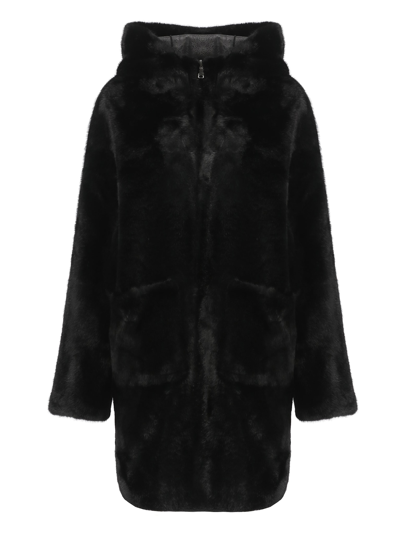Betta Corradi Hooded Faux-fur Coat In Black