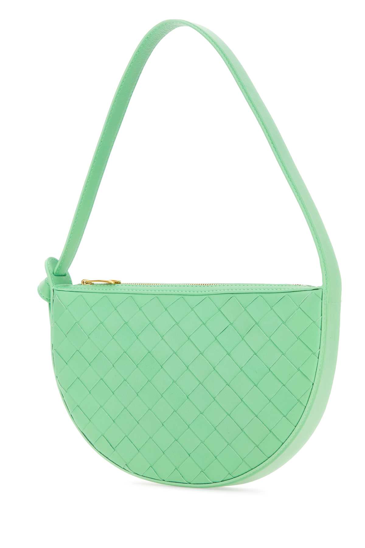 Shop Bottega Veneta Mint Green Leather Mini Sunrise Shoulder Bag In Sirengold